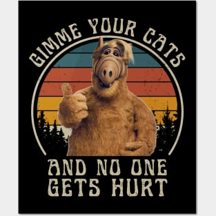 Retro ALF Gimme Your Cats Funny Quote Posters and Art